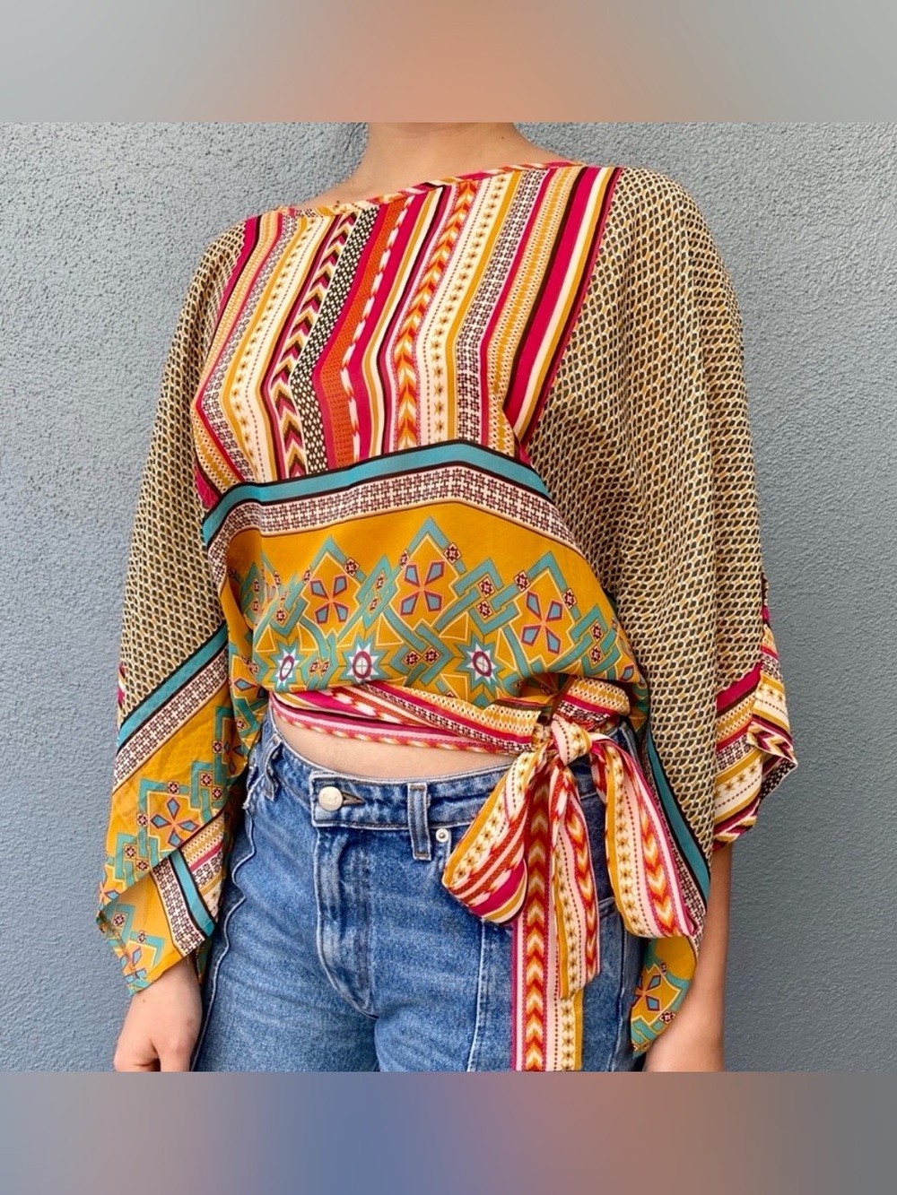 Bright Multicolor Boho Tunic Top